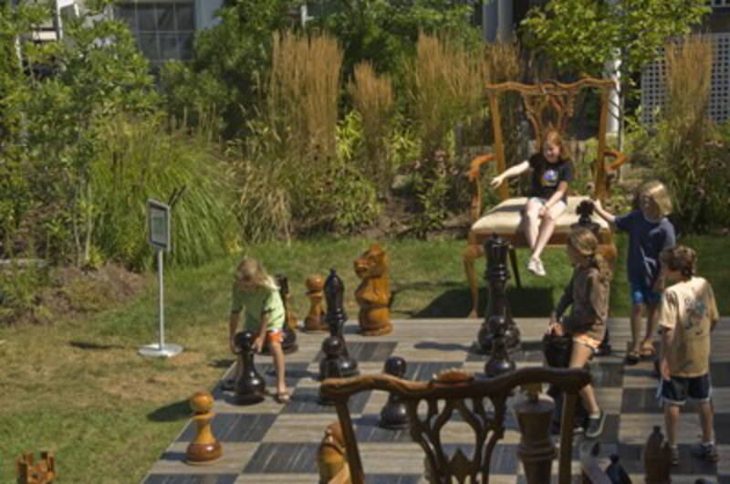 Outdoor Garden Chess Sets on lawn